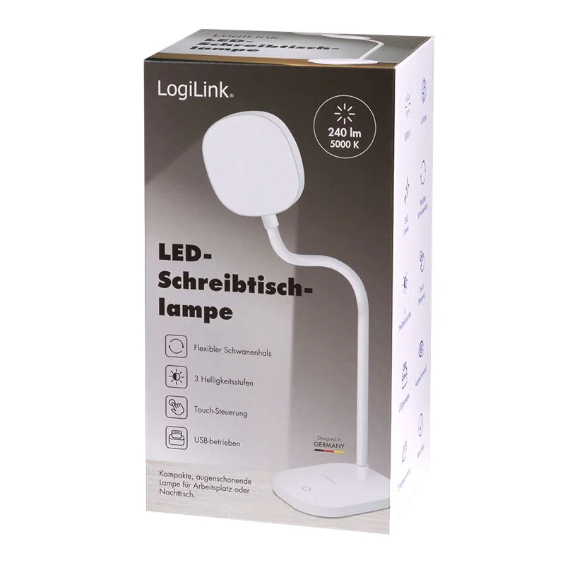 LED-Schreibtischlampe 5000 K 240 lm 360° flexibler Hals Touch-Bedienung von LogiLink - Produktbild 9 von 10