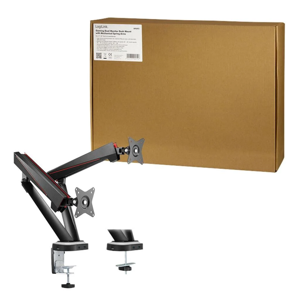 Gaming-Monitorhalterung 2-fach 17-32" Gasdruckfeder von LogiLink - Produktbild 12 von 12