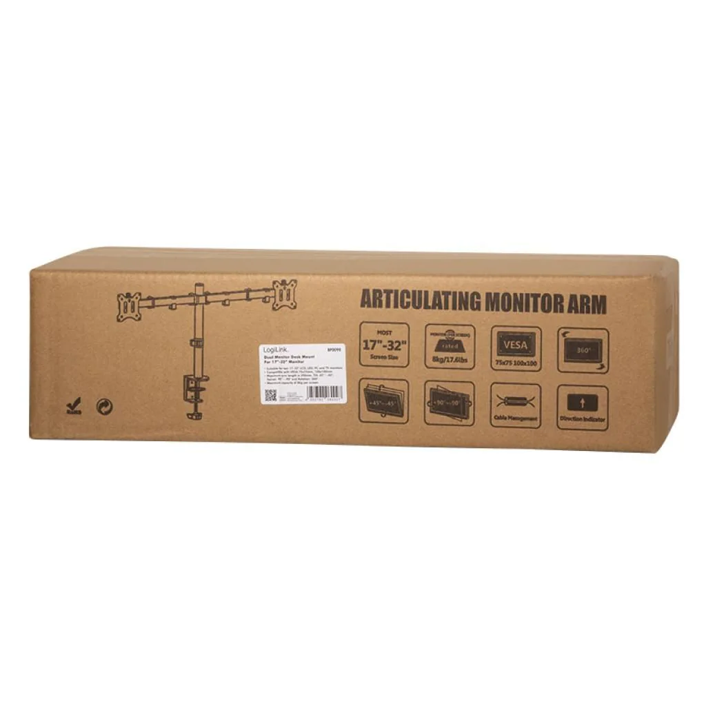 Monitorhalterung 2-fach 17–32" Armlänge je 390 mm von LogiLink - Produktbild 6 von 13