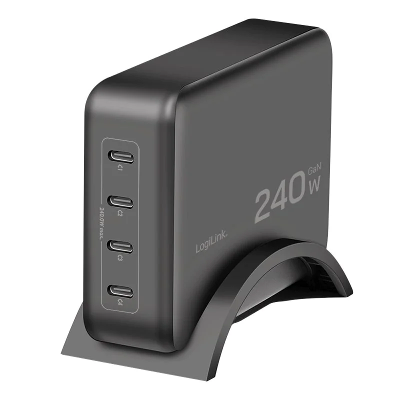 4-fach-USB-C-Ladegerät 240 W GaN PD 3.1 Schwarz von LogiLink - Produktbild 1 von 10
