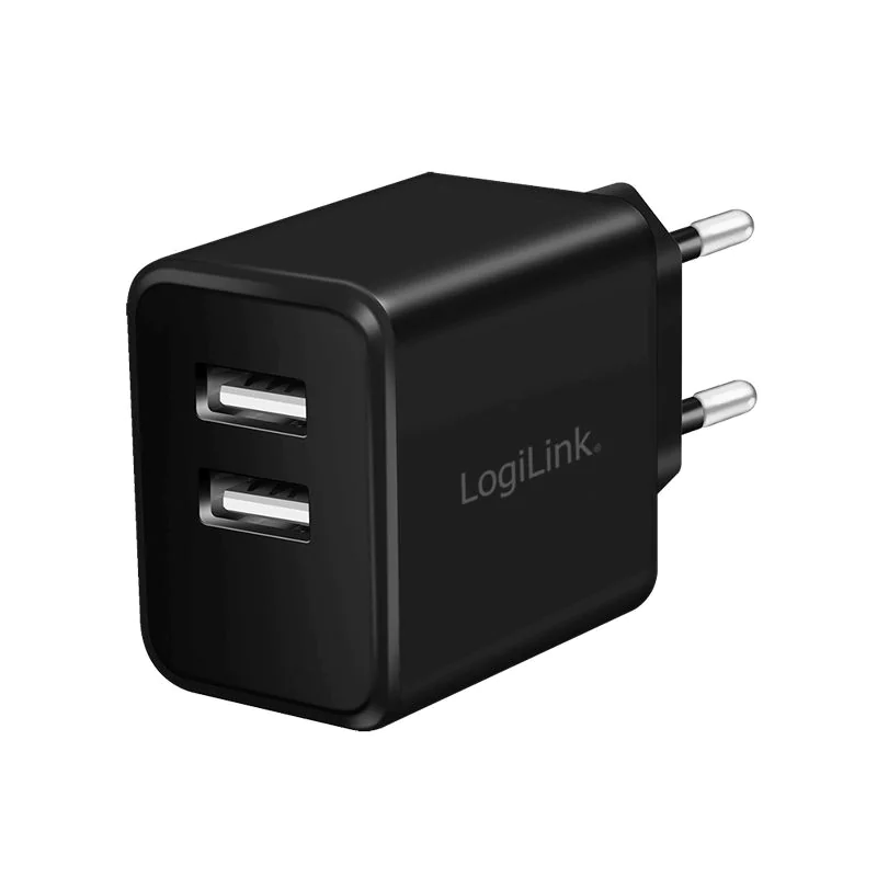 Dual-USB Steckdosenadapter 12 W 2x USB-A Schwarz - TDI-PA0210