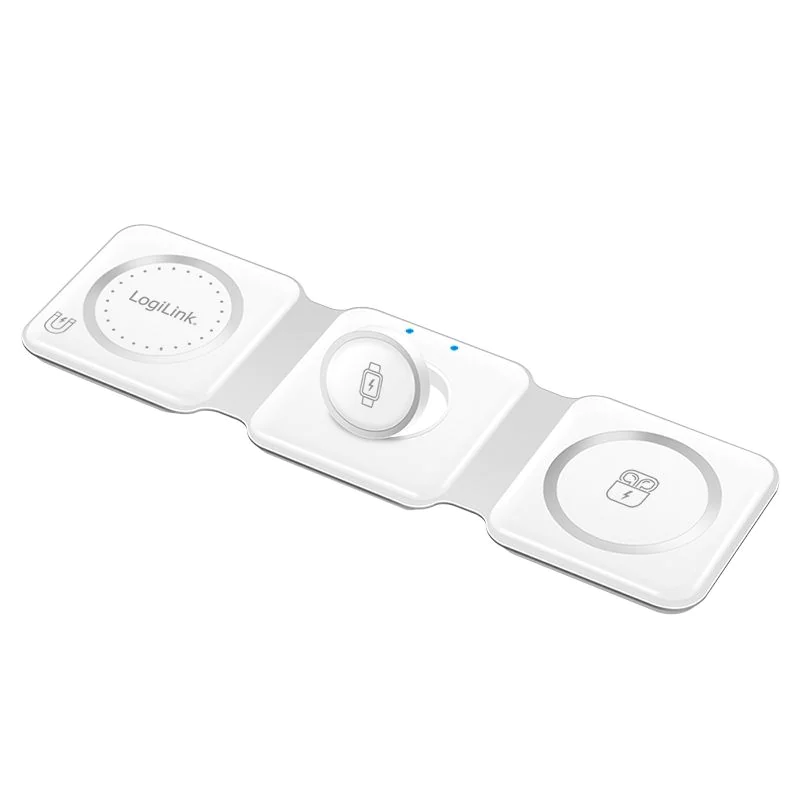 Faltbare Ladestation 15 W kabellos für iPhone Apple Watch AirPods Weiß - TDI-PA0344