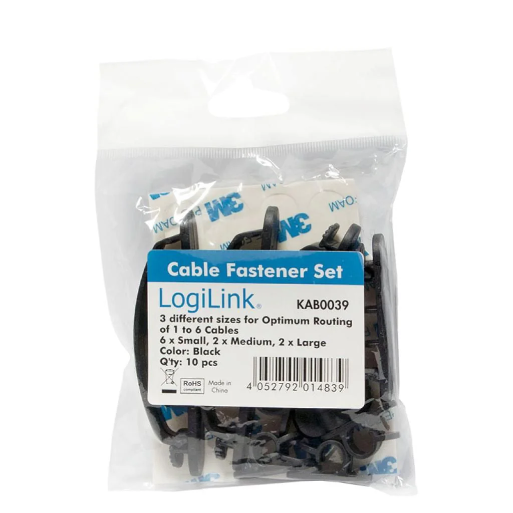 Kabelhalter-Set ABS 10 Stk. schwarz selbstklebend von LogiLink - Produktbild 4 von 9