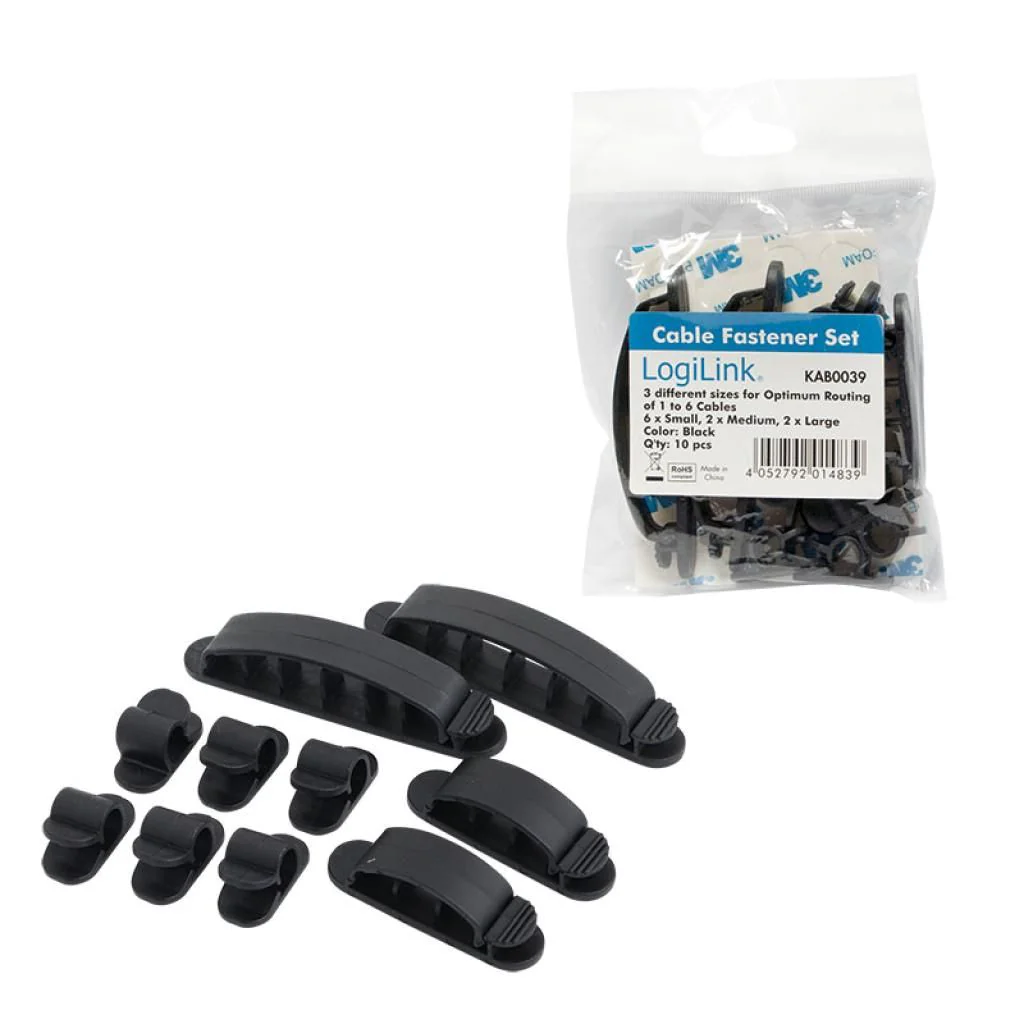 Kabelhalter-Set ABS 10 Stk. schwarz selbstklebend von LogiLink - Produktbild 5 von 9