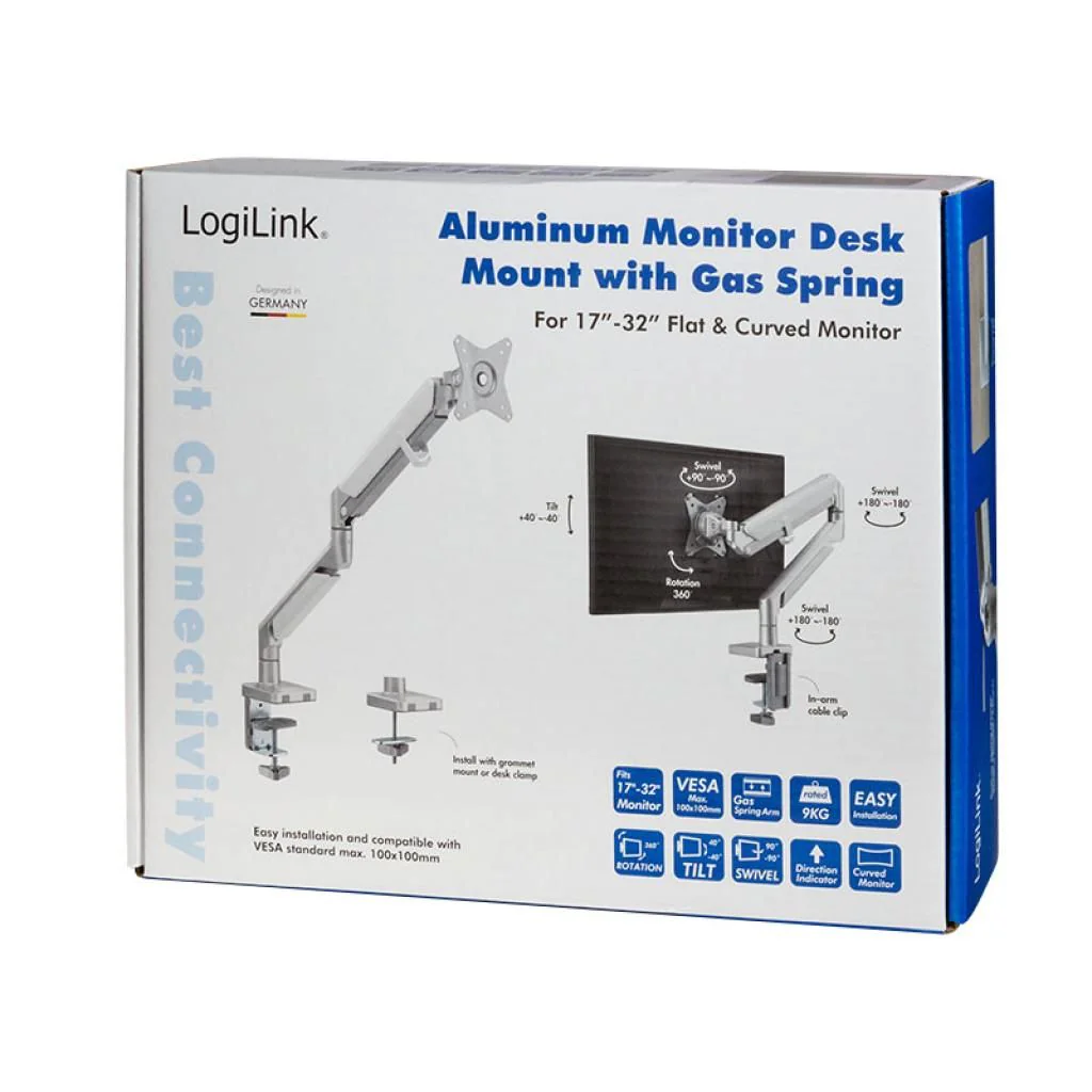 Monitorhalterung 17–32" Aluminium Curved Screens von LogiLink - Produktbild 12 von 23