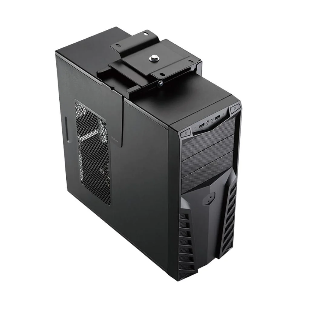 PC-Tower-Halterung bis 10 kg H 300–510 mm B 88–203 mm drehbar Untertischmontage Schwarz von LogiLink - Produktbild 6 von 19