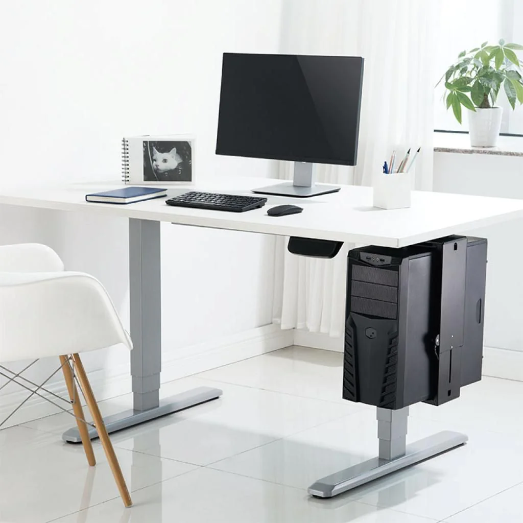 PC-Tower-Halterung bis 10 kg H 300–510 mm B 88–203 mm drehbar Untertischmontage Schwarz von LogiLink - Produktbild 7 von 19