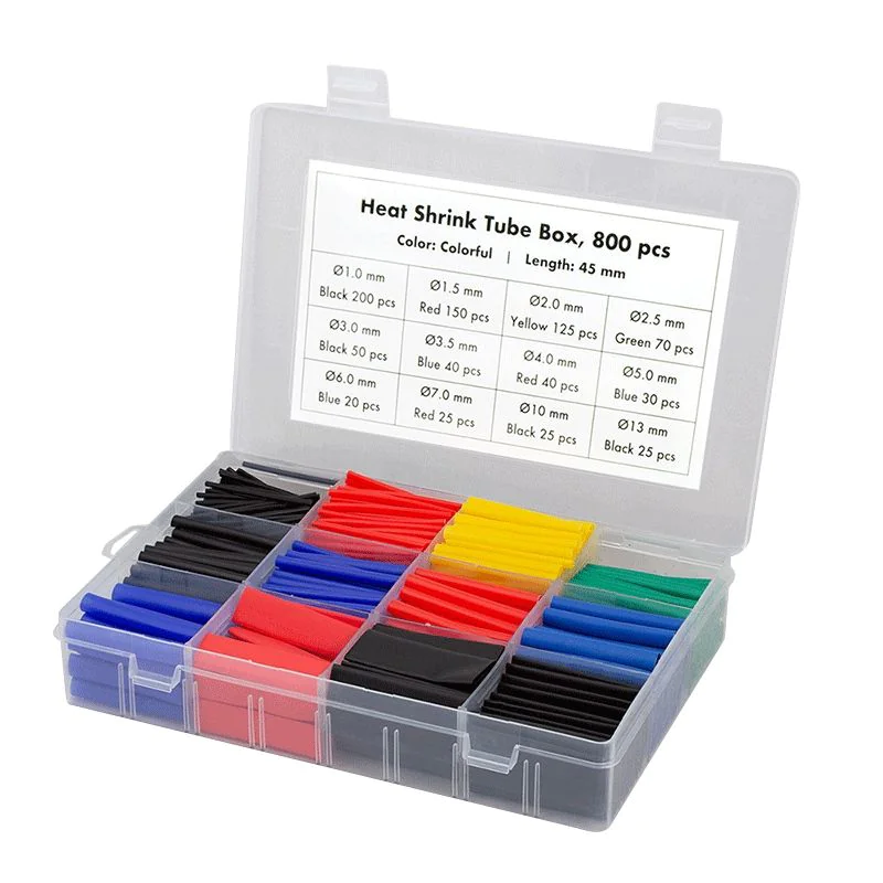 Schrumpfschlauch-Set 800 stk. 45mm Länge 2:1 Schrumpfrate versch. Farben - TDI-KAB0123
