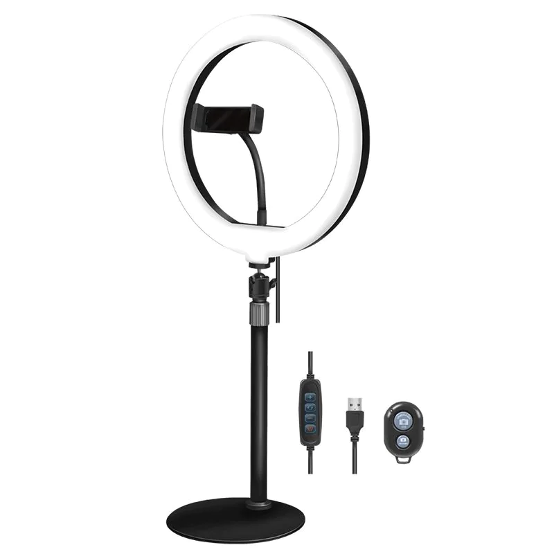 Smartphone-Ringlicht-Stativ mit Fernauslöser höhenverstell. Ø 25 cm von LogiLink - Produktbild 1 von 10