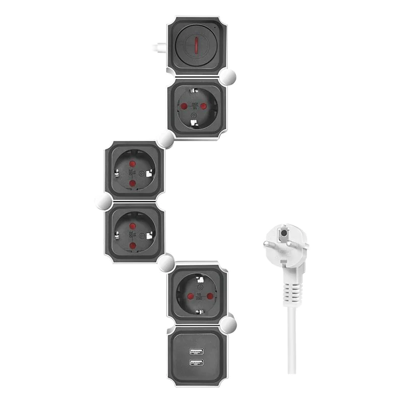Steckdosenleiste 4-fach 4x CEE 7/3 + 2x USB-A flexibel 1,5 m - TDI-LPS276U