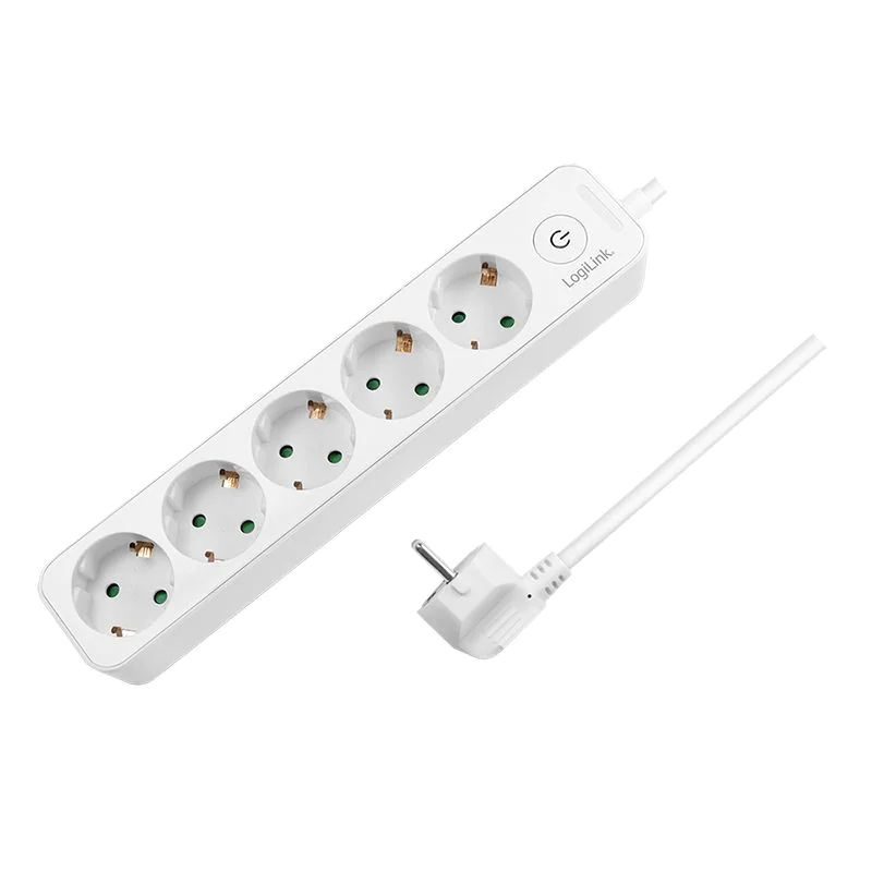 Steckdosenleiste 5-fach + Schalter 5x CEE 7/3 1,5 m weiß - TDI-LPS246