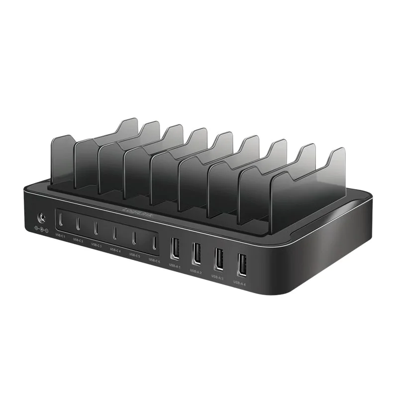 USB-C-Ladestation 4x USB-A & 6x USB-C PD & QC 3.0 120 W schwarz von LogiLink - Produktbild 1 von 9