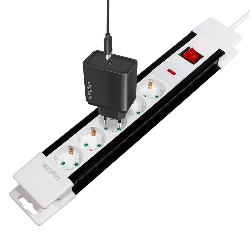 Steckdosenleiste 5-fach + An/Aus-Schalter 3 m weiß/schwarz von LogiLink - Produktbild 2 von 9