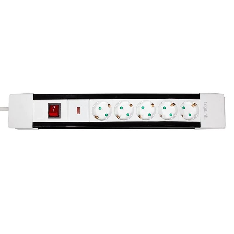 Steckdosenleiste 5-fach + An/Aus-Schalter 3 m weiß/schwarz von LogiLink - Produktbild 3 von 9