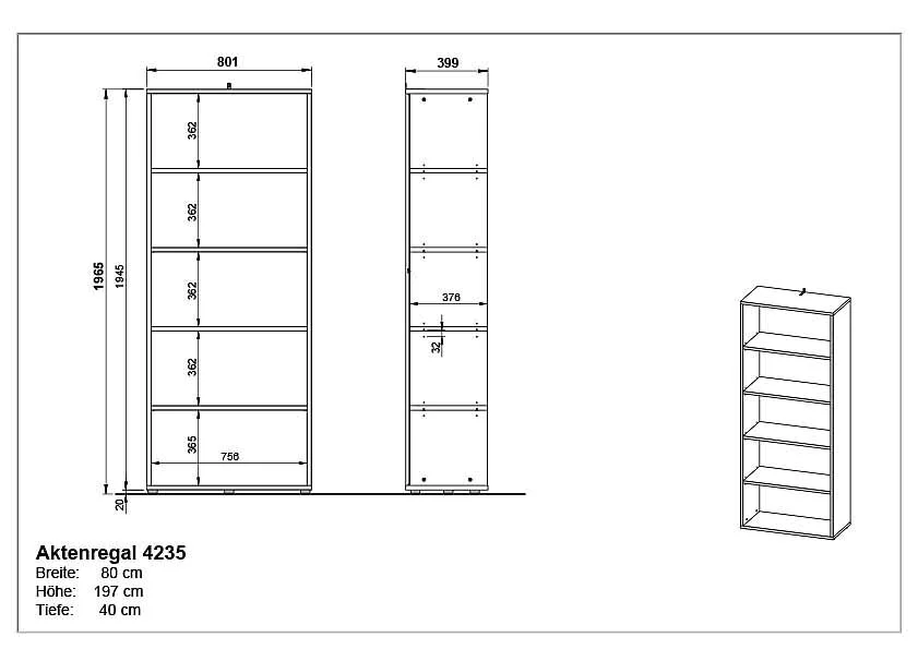 Büro-Set Lissabon 15 - Graphit/Navarra-Eiche von BME home - Produktbild 8 von 9