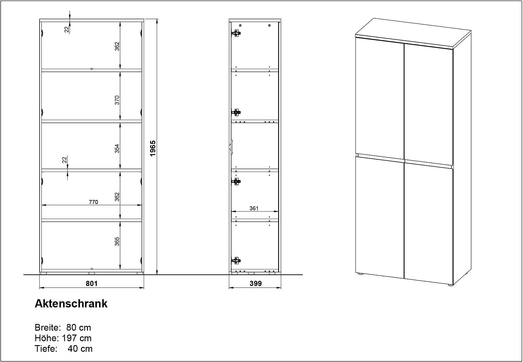 Aktenschrank 4266 Lissabon - Graphit/Navarra-Eiche von BME home - Produktbild 5 von 5