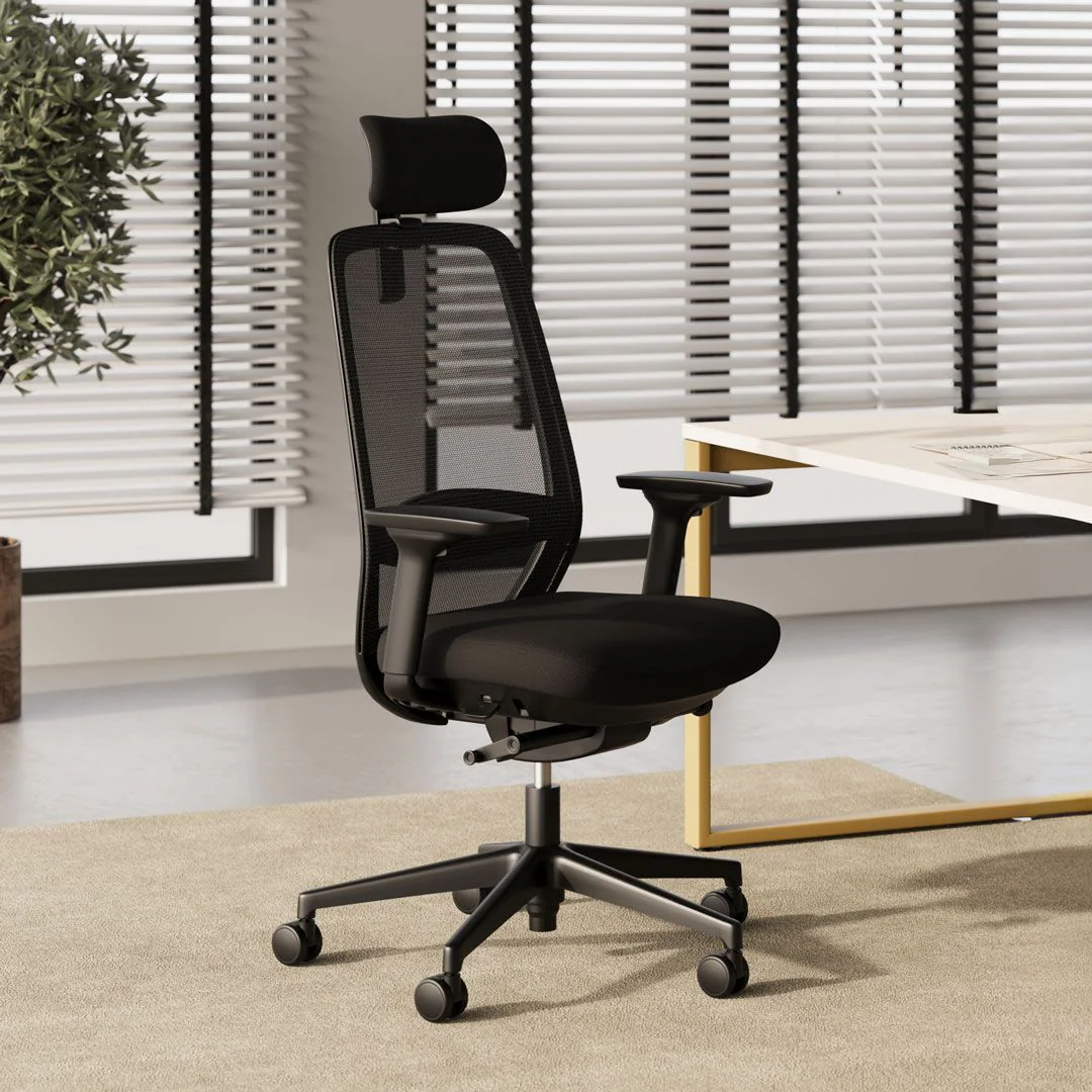 Bürostuhl Elovie mit Kopfstütze - NST-ELOVIE-SWIVEL-CHAIR-MESH-HRT