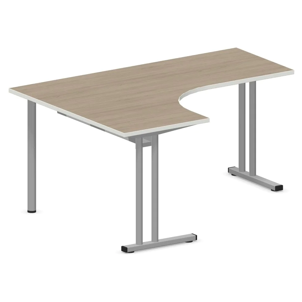 Eckschreibtisch E10 mit Stahltraverse C-Fuß - NST-E10-ES-DESK-C-LEG-LS