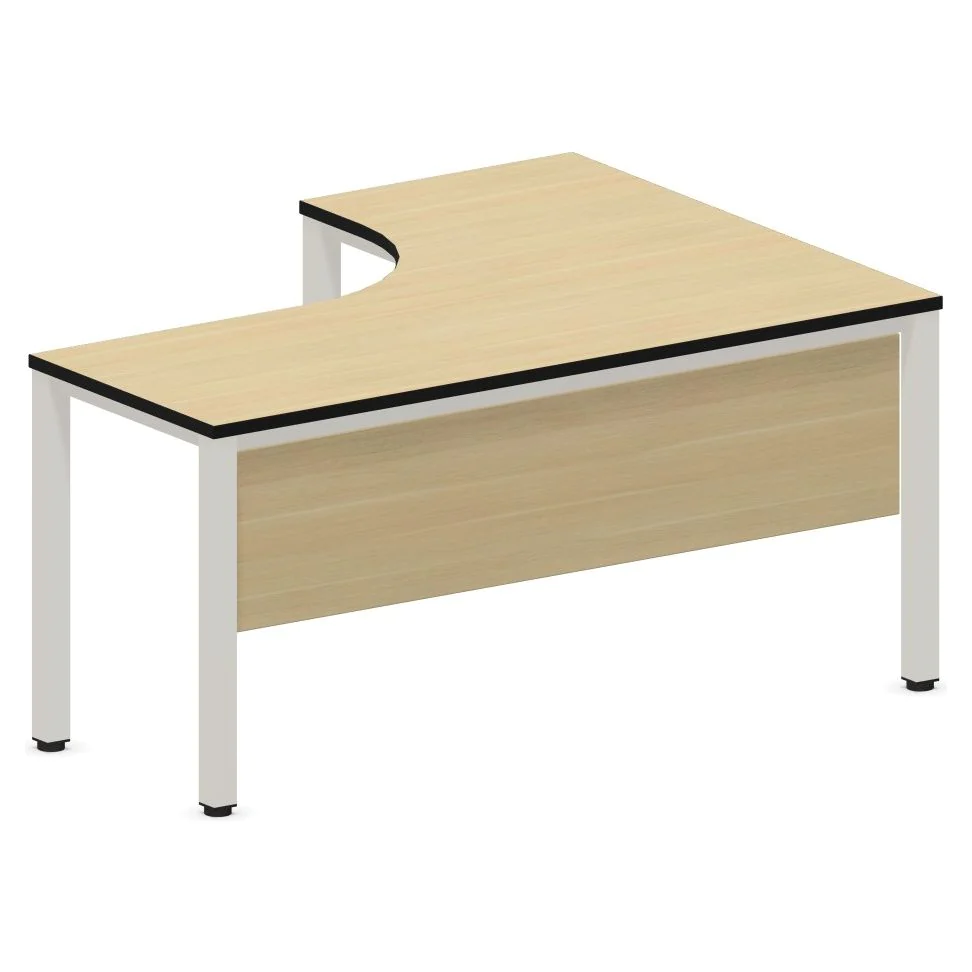 Eckschreibtisch E10 Quadratrohr 4-Fuß mit Beinraumblende - NST-E10-ES-DESK-I-LEG-Q-LS-PNM