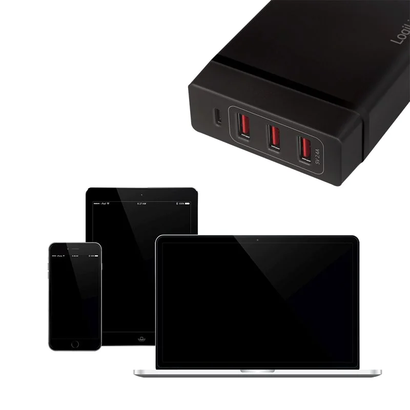4-fach-USB-Tischladeadapter 72 W 3x USB-A 1x USB-C (PD) Schwarz von LogiLink - Produktbild 7 von 8