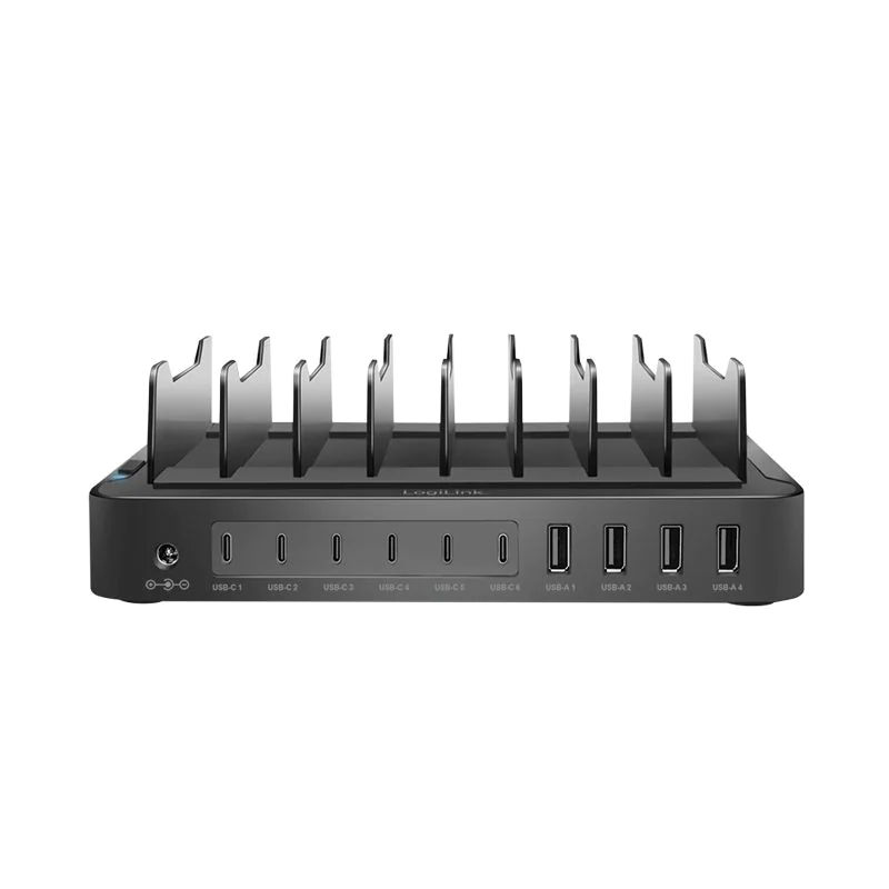 USB-C-Ladestation 4x USB-A & 6x USB-C PD & QC 3.0 120 W schwarz von LogiLink - Produktbild 2 von 9
