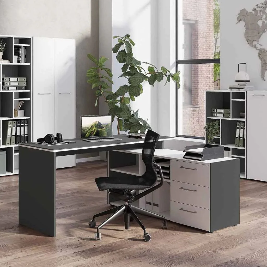 Eckschreibtisch 4188 Pasadena - Graphit/Weiß - GER-4188-569