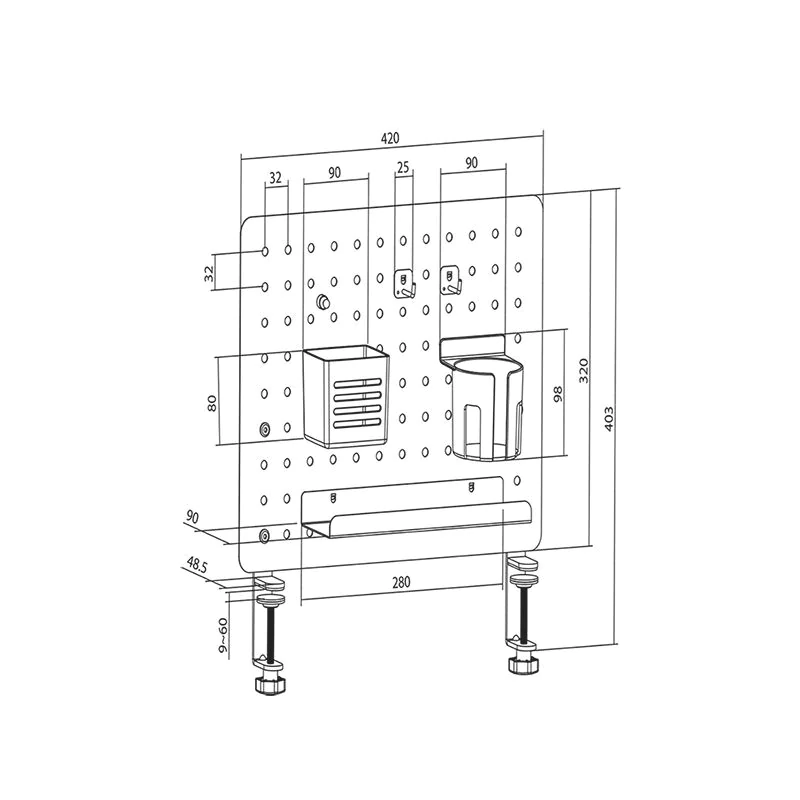 Lochplatten-Büroschienenorganizer/Kombination 55,7×17,2×74,5 cm bis 26 kg Weiß von LogiLink - Produktbild 7 von 9