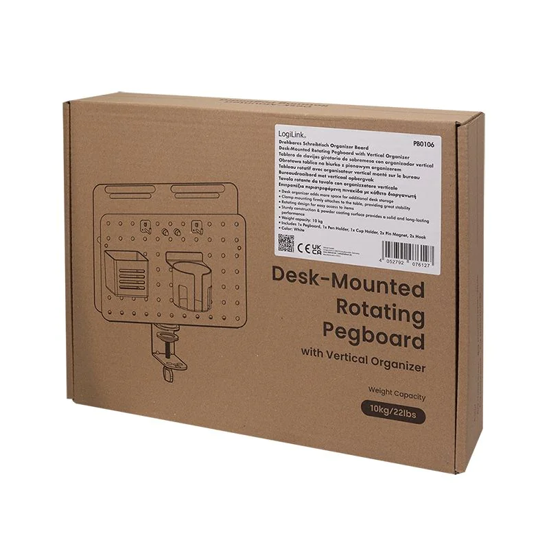 Lochplatten-Organizer/Kombination Klemmmontage 36,2 x 15,8 x 44,5 cm bis 10 kg Weiß von LogiLink - Produktbild 8 von 9