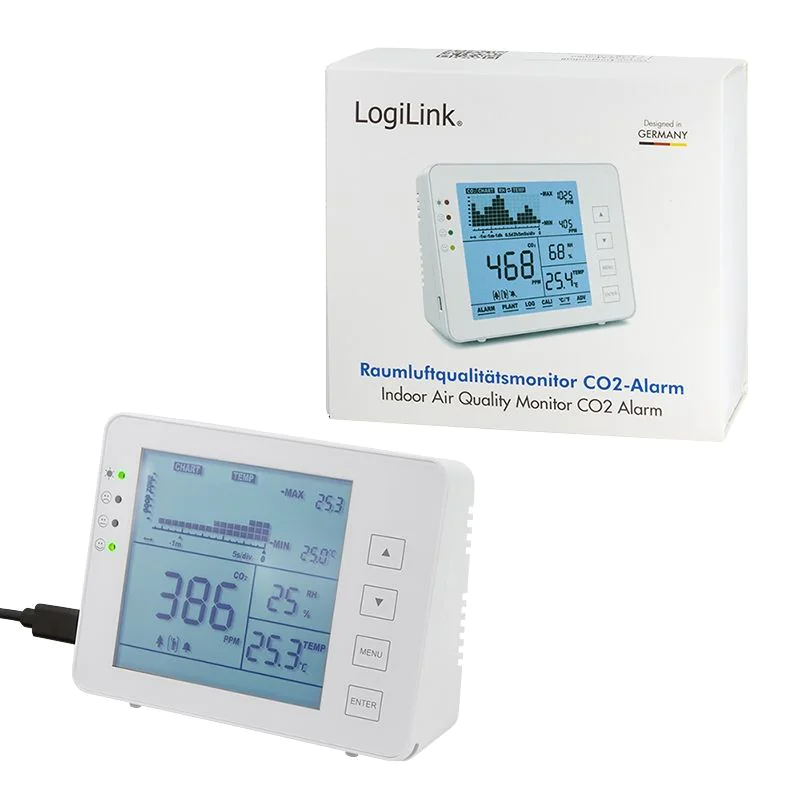 CO2-Messgerät mit Ampel Temperatur- & Luftfeuchtigkeitsanzeige von LogiLink - Produktbild 10 von 10