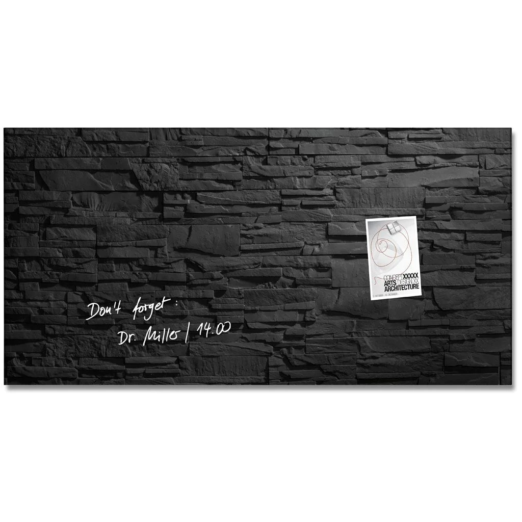 Glas-Magnettafel Artverum 91 x 46 x 1,5 cm - Schiefer-Stone - SIG-GL149