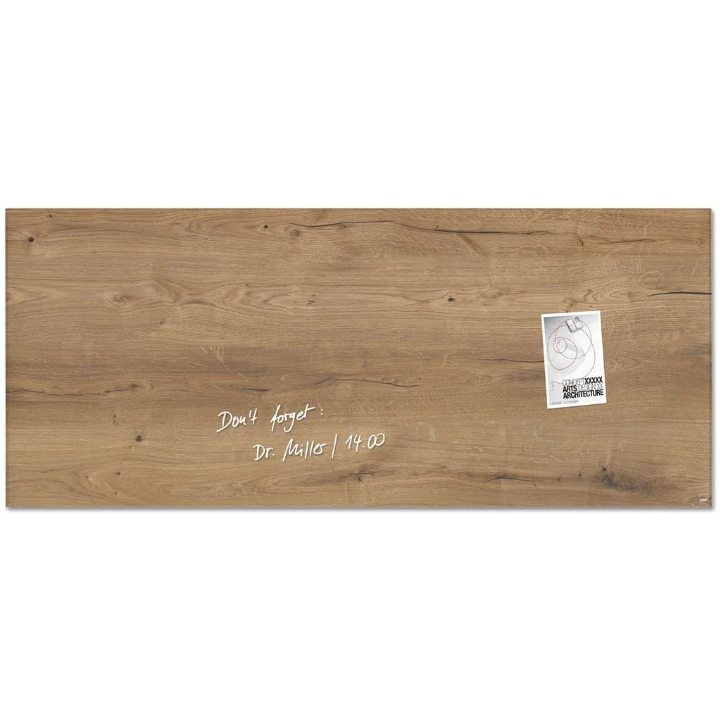 Glas-Magnettafel Artverum 130 x 55 x 1,5 cm - Natural-Wood - SIG-GL247