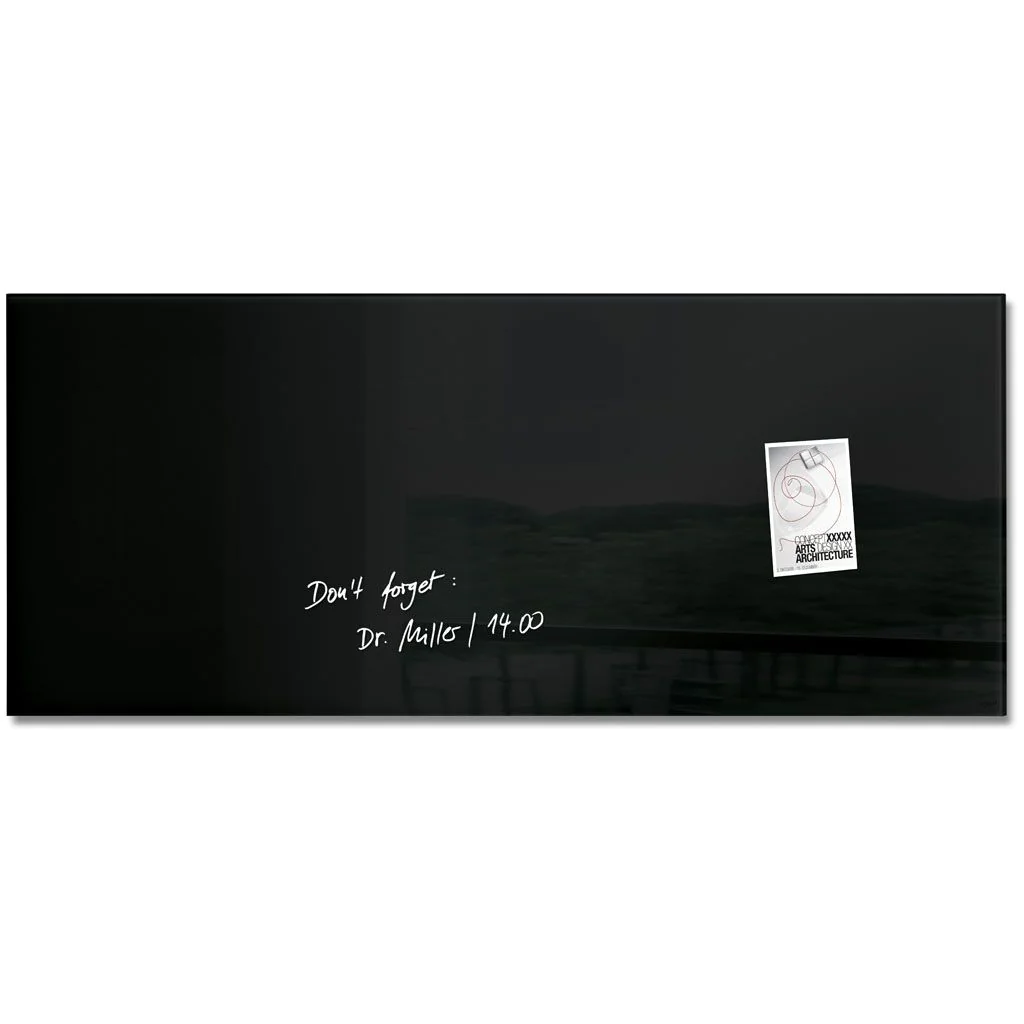Glas-Whiteboard Artverum 130 x 55 x 1,5 cm - Schwarz - SIG-GL240