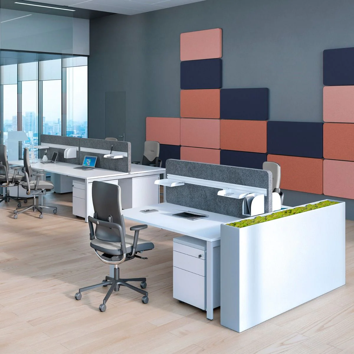 Teamarbeitsplatz SQart 6U I-LEG mit Sichtschutz von Nowy Styl - Produktbild 4 von 4