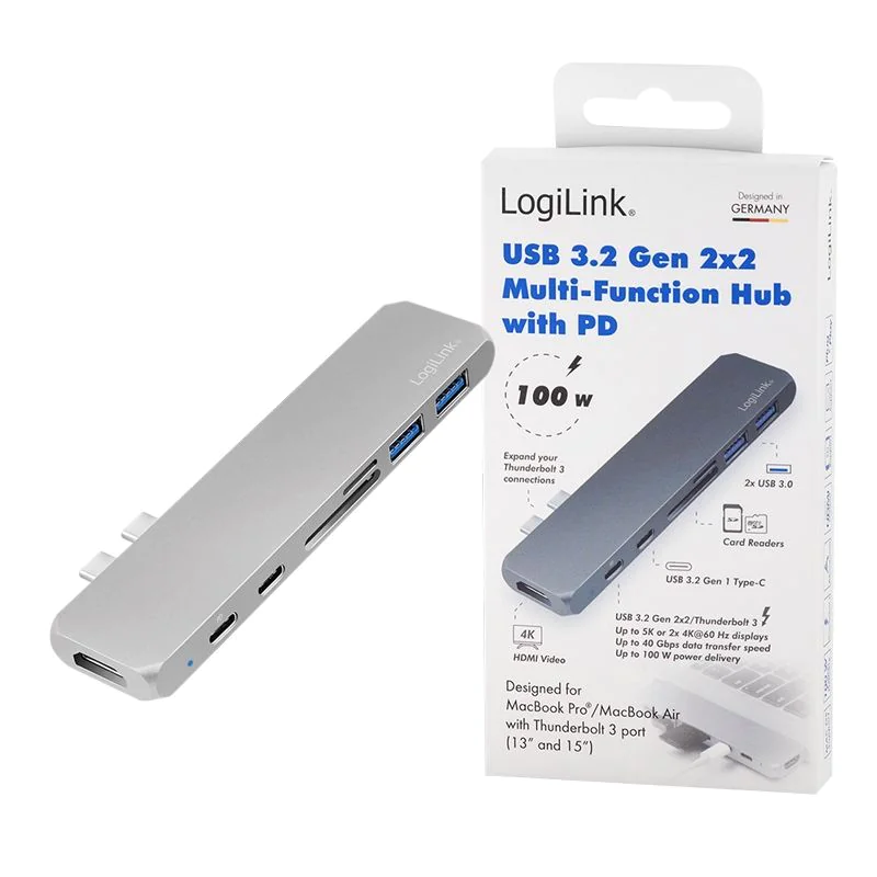 USB 3.2 Gen2x2 Dockingstation 7-Port PD silber von LogiLink - Produktbild 7 von 7