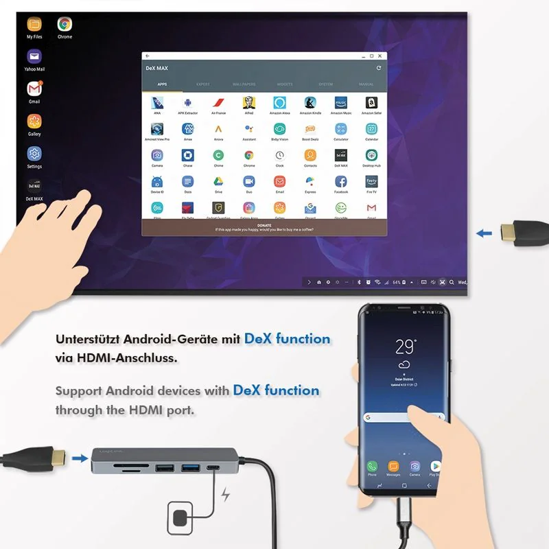 USB 3.2 Gen1 Dockingstation 6-Port PD mit Kabel von LogiLink - Produktbild 6 von 9