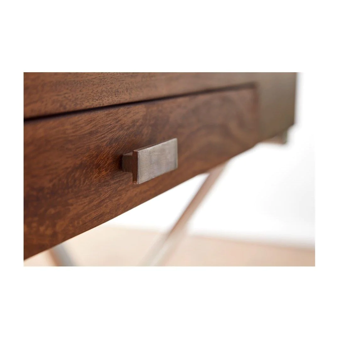 Schreibtisch Sheesham Massivholz mit Schublade 120 x 55 cm von Wohnling - Produktbild 4 von 5
