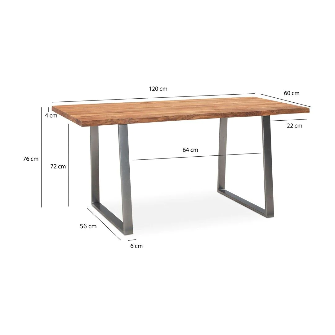 Schreibtisch Taiga Akazie Baumkante mit Trapezbeinen - Chrom von Wohnling - Produktbild 5 von 5