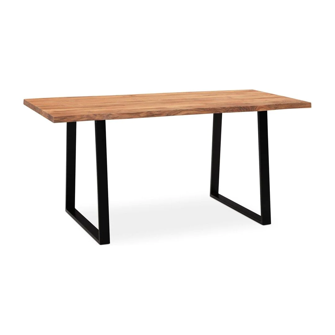 Schreibtisch Taiga Akazie Baumkante mit Trapezbeinen - Schwarz von Wohnling - Produktbild 1 von 6