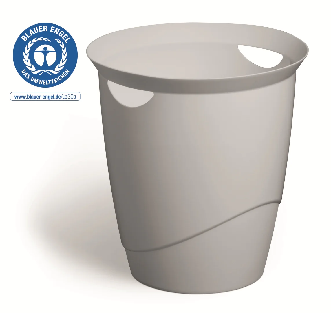 Durable Papierkorb ECO 16 L rund in Grau mit Blauer-Engel-Zeichen