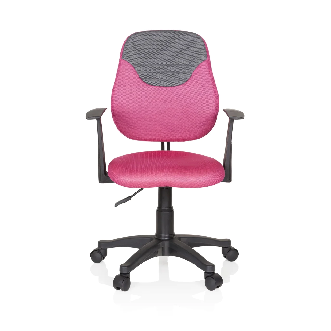 HJH Kinder-Bürostuhl KIDDY STYLE Stoff in Pink/Grau