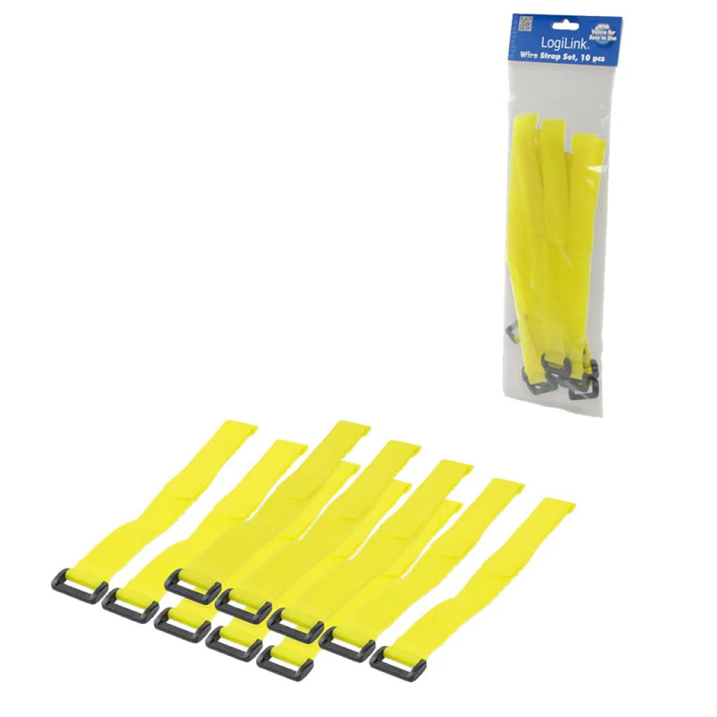Detailansicht der LogiLink Klett-Kabelbinder in Gelb
