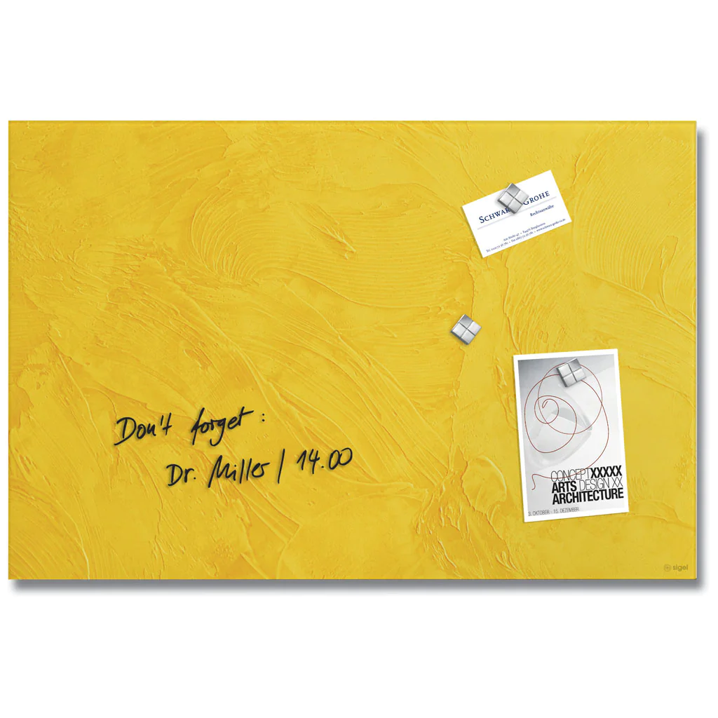 Das Artverum Yellow Structure Board als inspirierender Blickfang an der Wand